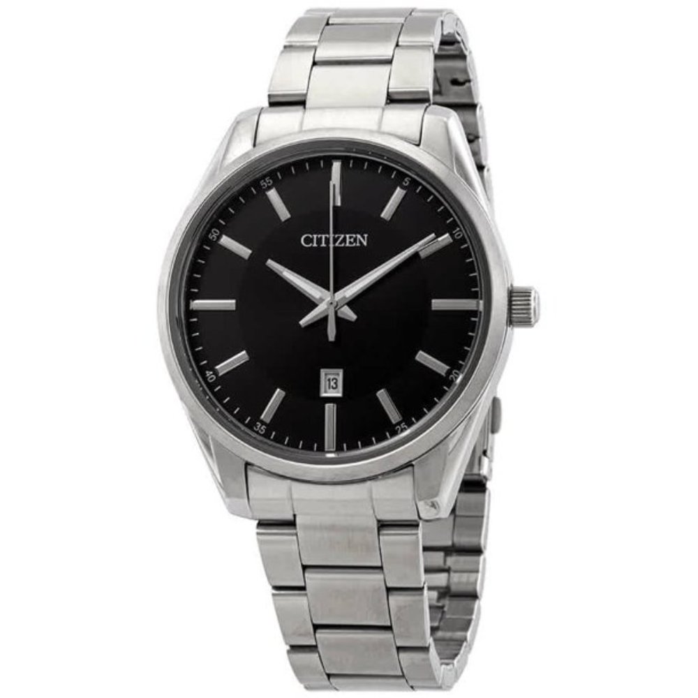Men's Citizen BI1030-53E Silver Stainless Steel Black Dial Watch